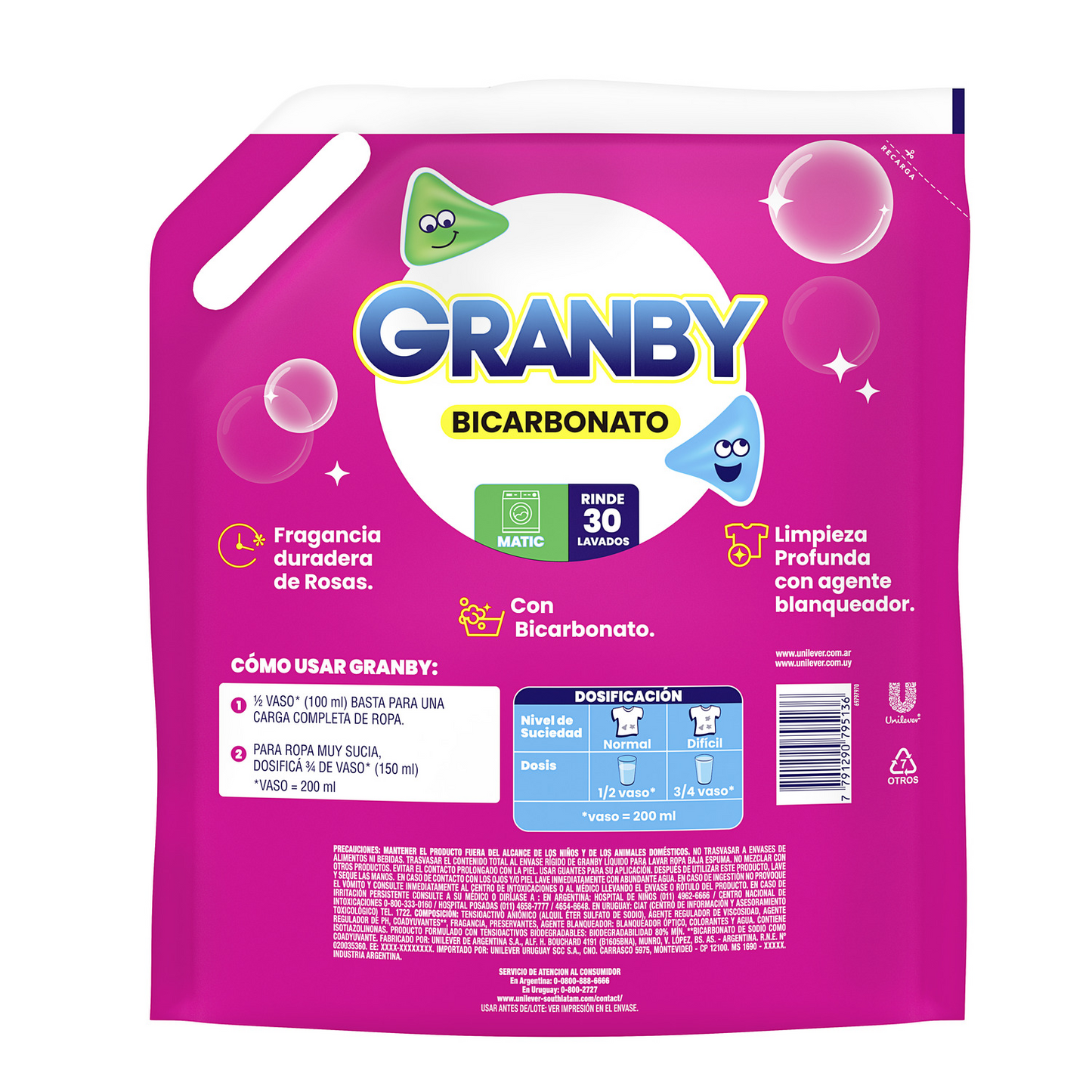 Jabón Líquido para Ropa Granby Rosas 3 Litros