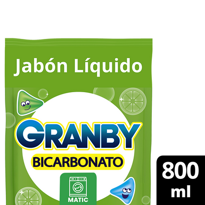 Jabón Líquido para Ropa Granby Bicarbonato Limón 800 ml