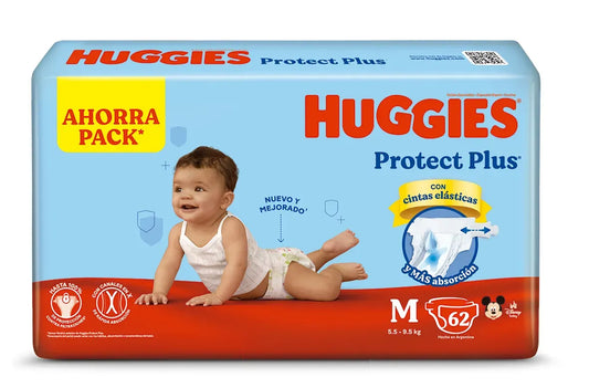 Pañales Huggies Protect Plus M - 62 unidades