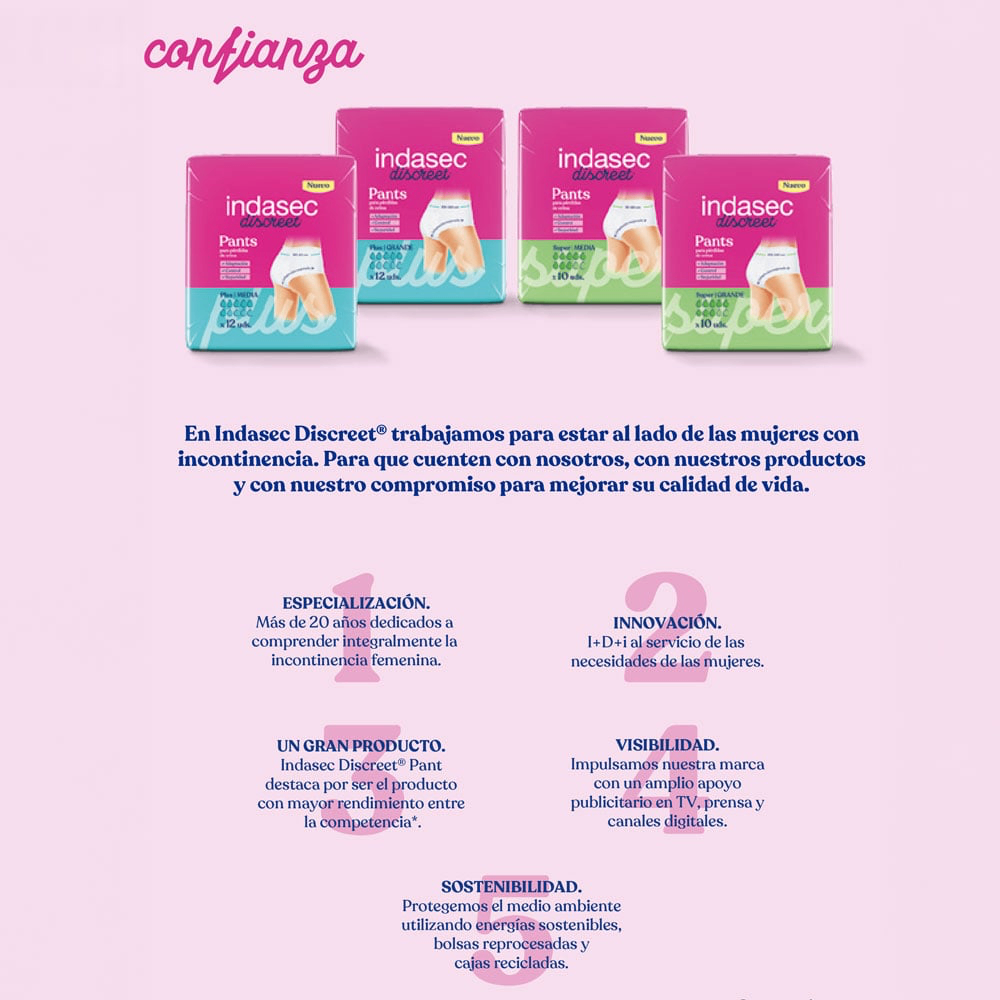 Pañales para Adultos Indasec Pants Super Talle M - 10 Unidades
