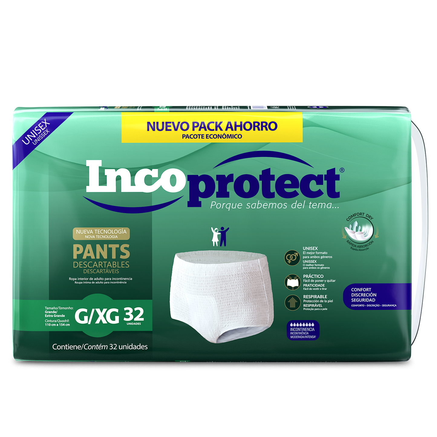 Incoprotect Pants Descartables G/xg 32 Unidades