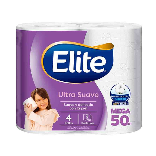 Papel Higiénico Elite Ultra Suave - 4 rollos x 50 metros