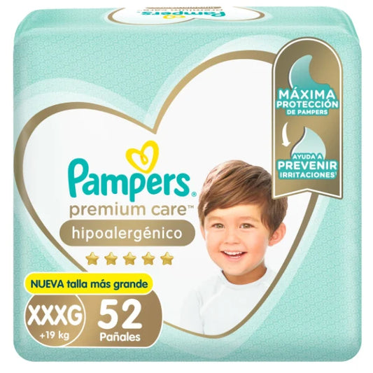 Pañales Pampers Premium Care XXXG - 52 unidades