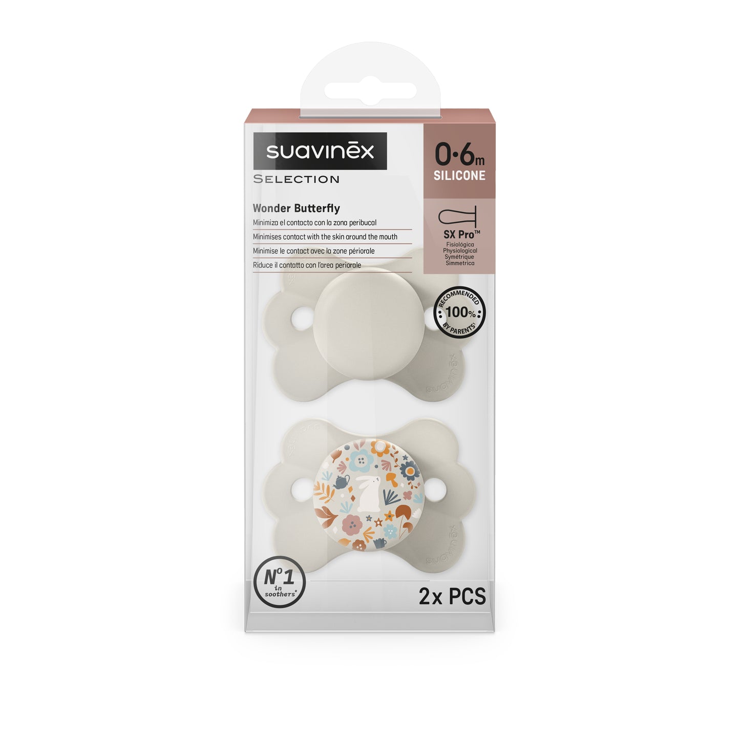 Chupete SX Pro 0-6M Suavinex Wonder Butterfly Beige -  2 Unidades