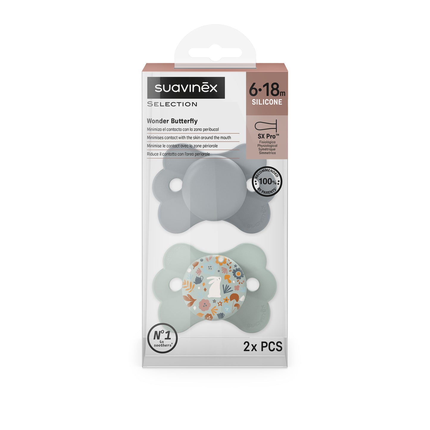 Chupete SX Pro 6-18M Suavinex Wonder Butterfly Azul - 2 Unidades