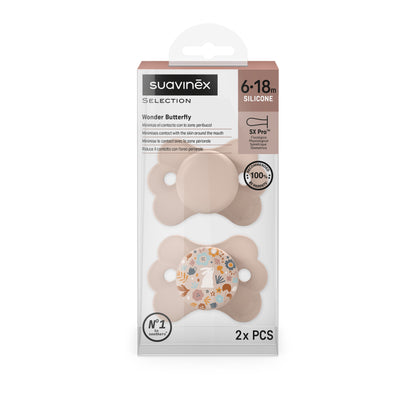 Chupete SX Pro 6-18M Suavinex Wonder Butterfly Rosa - 2 Unidades