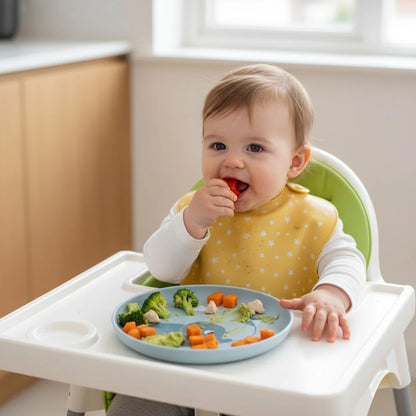 Plato de Silicona para Bebés con Ventosa Color Azul - Buba