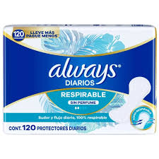 Protectores Diarios Always Respirables sin Perfume 120 Unidades
