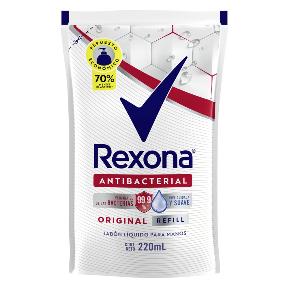 Repuesto Jabón Líquido Rexona Antibacterial Original 220 ml x3