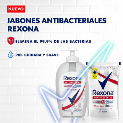 Repuesto Jabón Líquido Rexona Antibacterial Original 220 ml x3