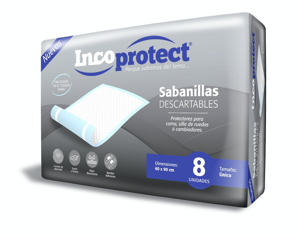 Sabanillas Descartables Incoprotect 8 unidades