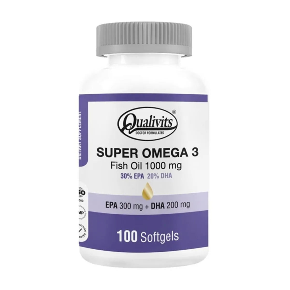 Super Omega 3 Aceite de Pescado 1000 mg Qualivits - 100 Cápsulas Blandas