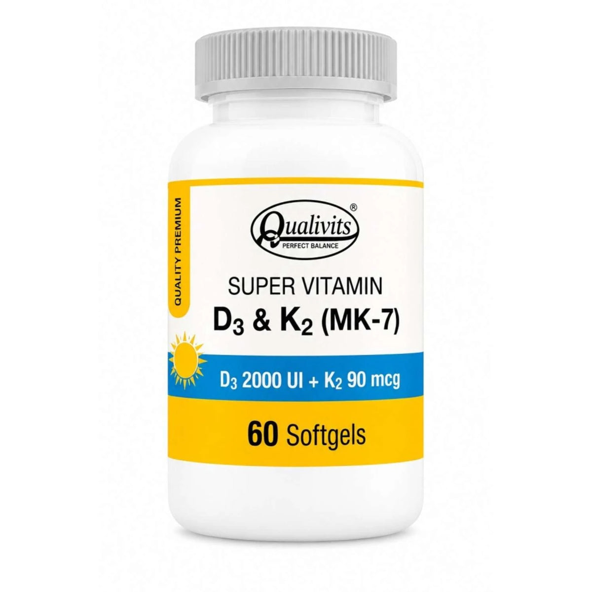 Vitamina D3 + K2 MK-7 Qualivits - 60 Cápsulas Blandas