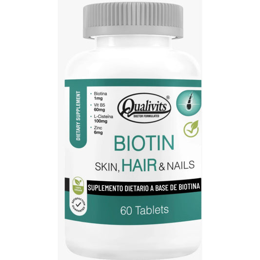 Biotina Qualivits Skin, Hair & Nails para Piel, Cabello y Uñas - 60 Tabletas