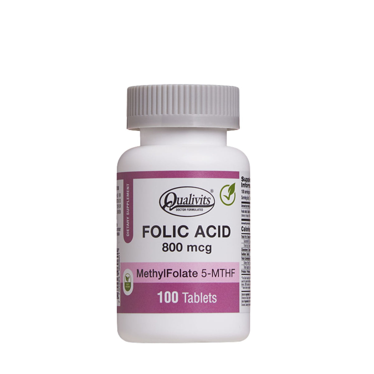 Ácido Fólico Metilfolato 800 mcg Qualivits - 100 Tabletas