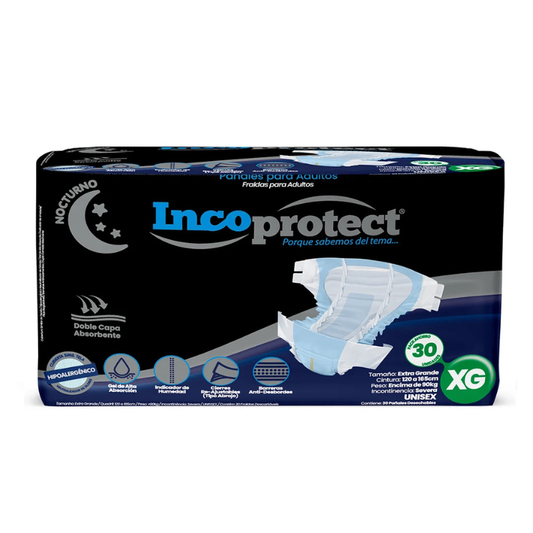 Pañales Incoprotect Nocturnos XG - 30 unidades