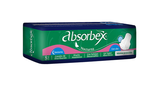 Toallitas Femeninas Absorbex Nocturnas 8 Unidades