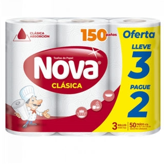 Papel de cocina Nova Clásica 3 x 2 - 150 Unidades