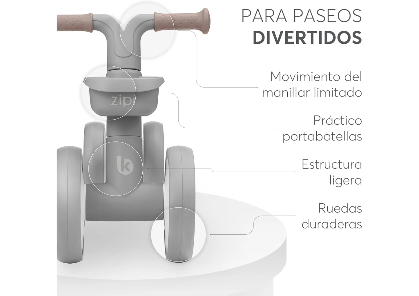 Buggy Bici ZIPI Kikkaboo - Gris