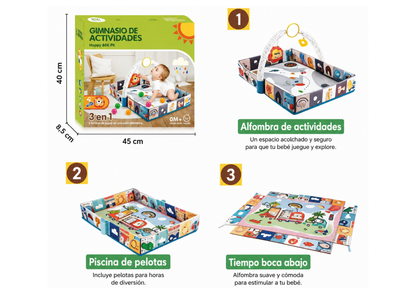 Gimnasio Rectangular para Bebé con Laterales 3 en 1