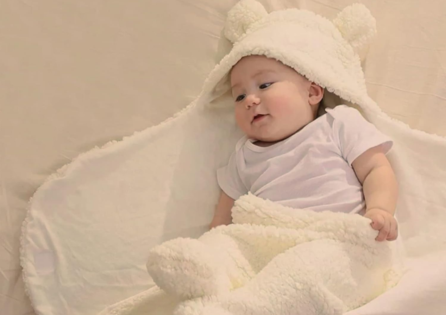 Manta Envolvente de Corderito para Bebé - Saco de Dormir