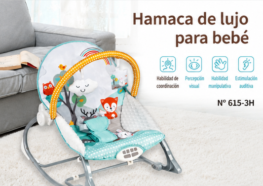 Silla Mecedora 3 en 1 para Bebé con Vibración y Juguetes