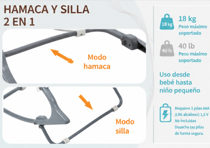 Silla Mecedora 3 en 1 para Bebé con Vibración y Juguetes