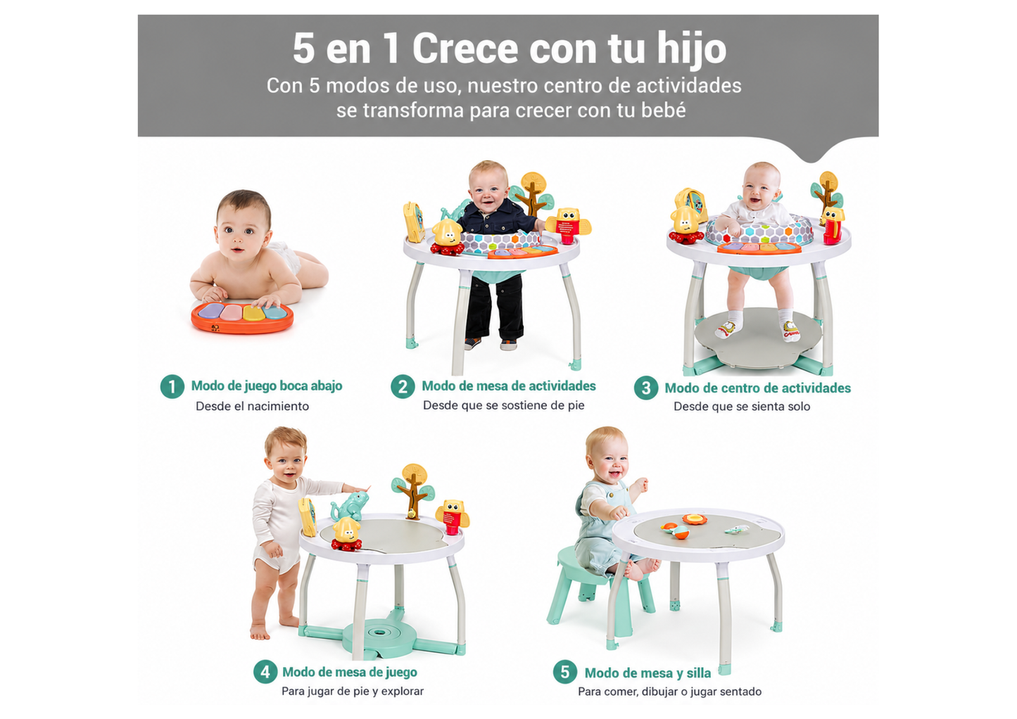 Mesa de Actividades 5 en 1 para Bebé +4M - Centro Didáctico