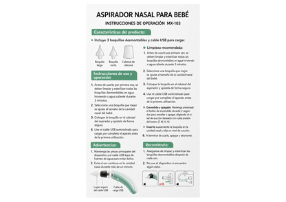 Aspirador Nasal Eléctrico para Bebé USB - 5 Niveles