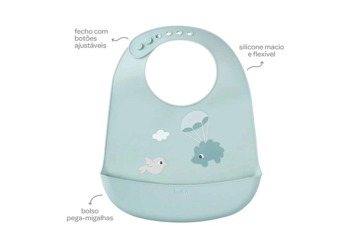 Babero de Silicona Cloudy Verde - Buba