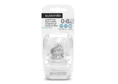 Pack x2 Tetinas Anatómicas de Silicona Flujo M 0-6M - Suavinex