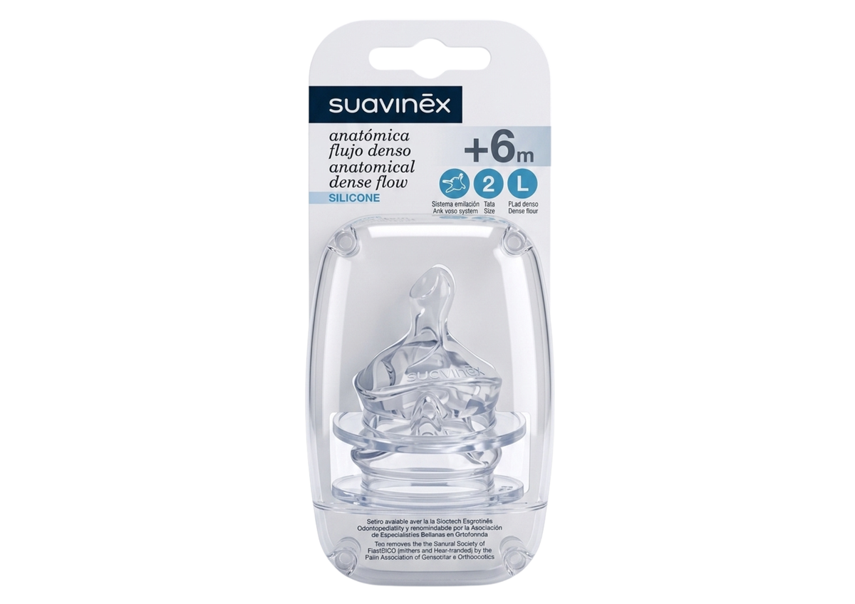 Pack x2 Tetinas Anatómicas de Silicona Flujo L 0-6M Suavinex