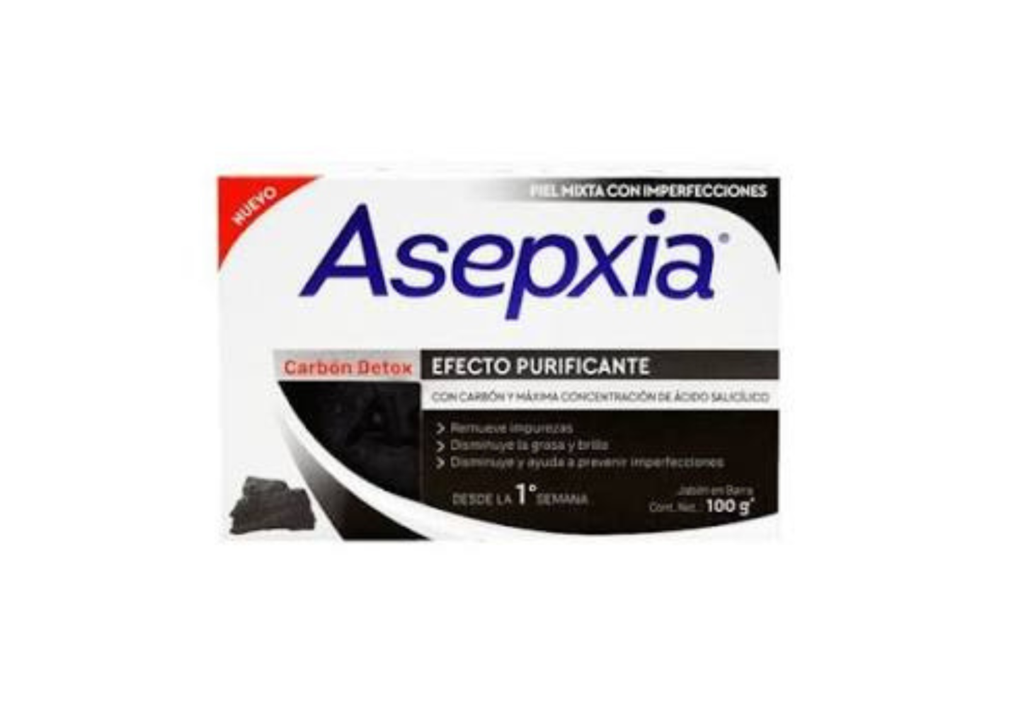 Jabón En Barra Carbón Asepxia 100 gramos