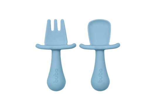 Set x2 Cubiertos de Entrenamiento con Tope Celeste