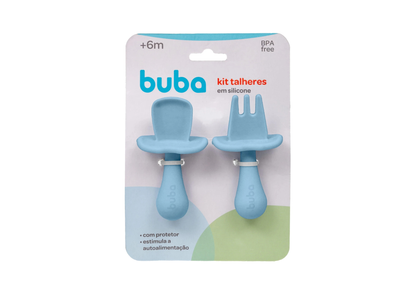 Set x2 Cubiertos de Entrenamiento con Tope Celeste