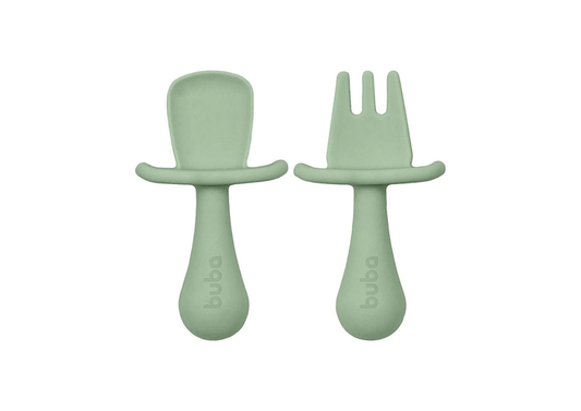 Set x2 Cubiertos de Entrenamiento con Tope Verde - Buba