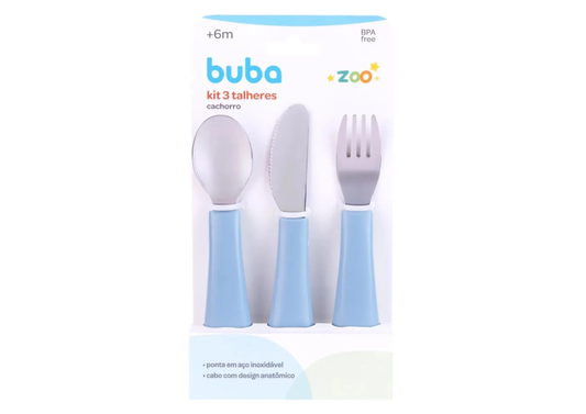 Set x3 Cubiertos de Acero Inoxidable - Azul
