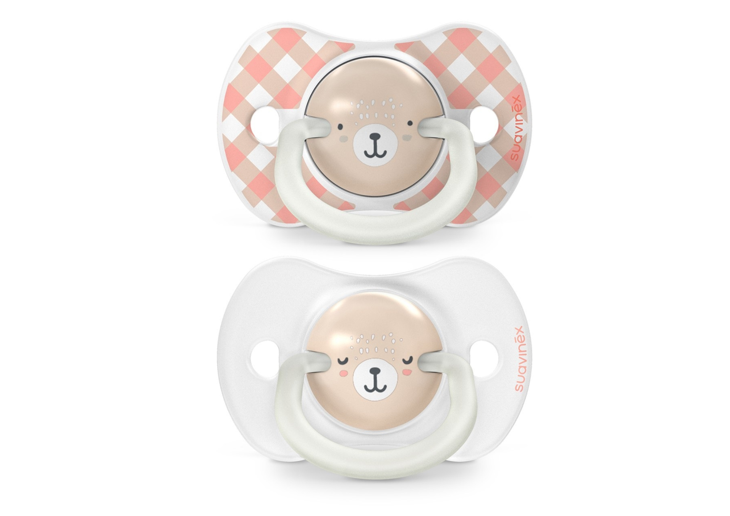 Set x2 Chupetes Fisiológicos Nocturnos 6-18 Meses - Suavinex Rosa Osito
