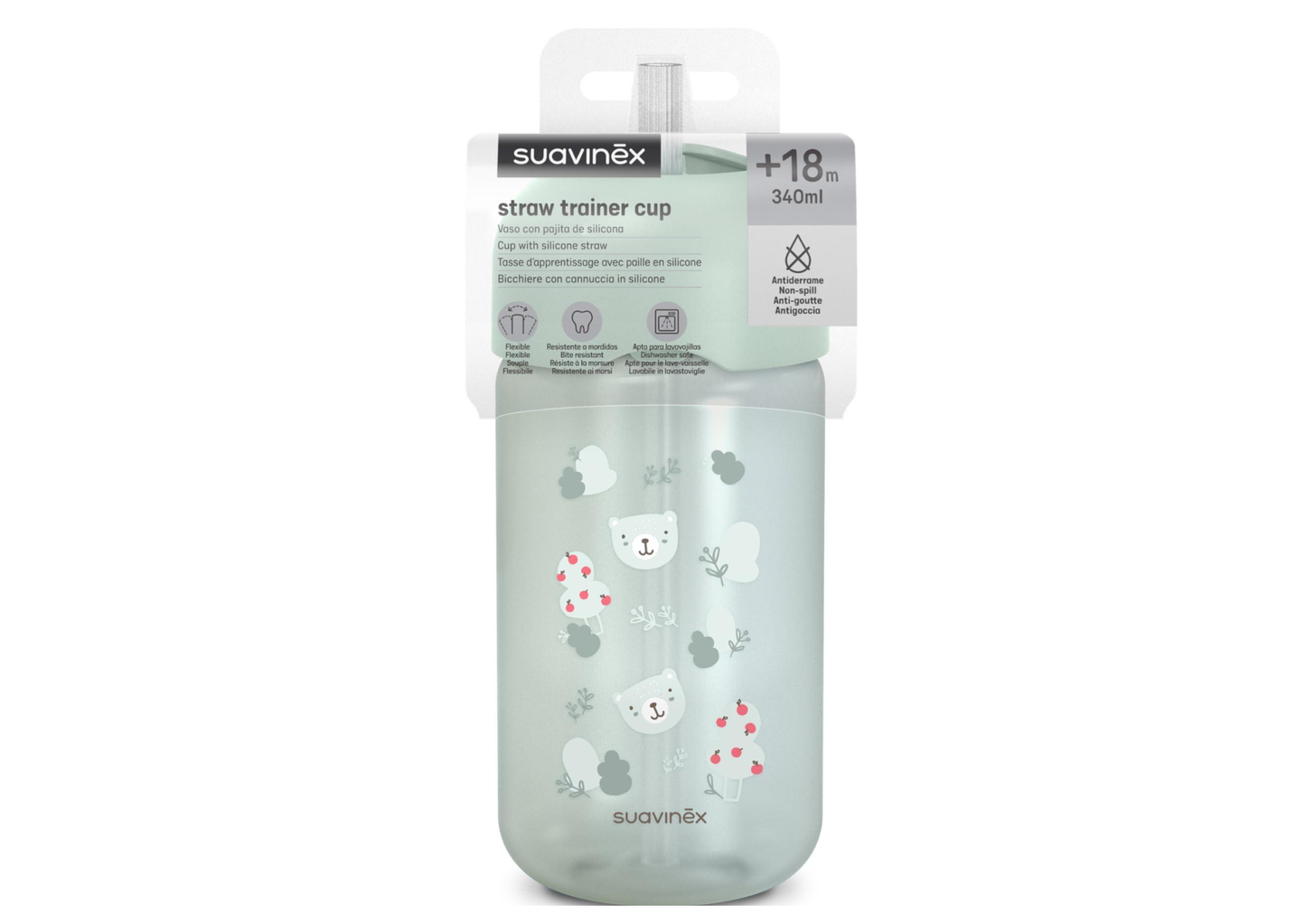 Vaso Con Sorbito Antiderrame 340Ml - Verde Suavinex