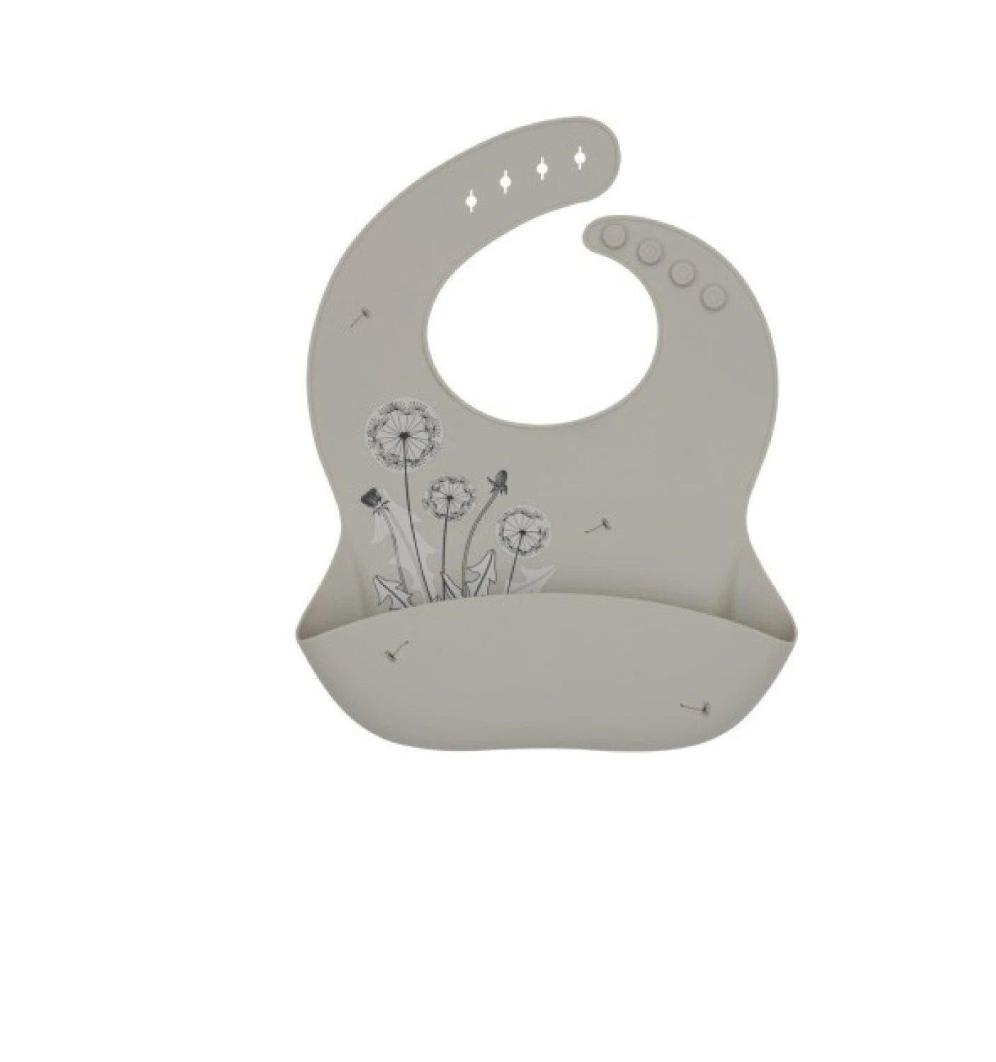 Babero de Silicona KikkaBoo Flores - Beige