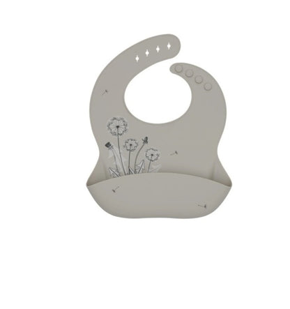 Babero de Silicona KikkaBoo Flores - Beige