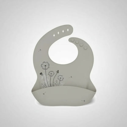 Babero de Silicona KikkaBoo Flores - Beige