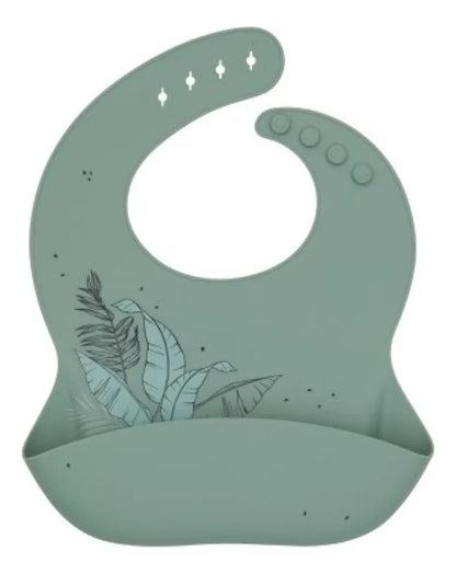 Babero de Silicona KikkaBoo Flores - Verde
