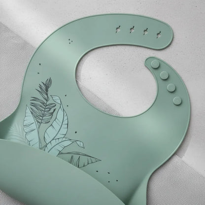 Babero de Silicona KikkaBoo Flores - Verde