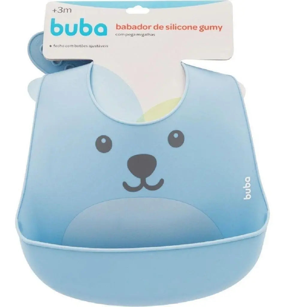 Babero De Silicona Oso Buba - Celeste