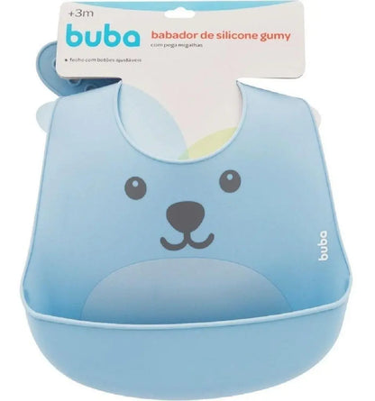 Babero De Silicona Oso Buba - Celeste
