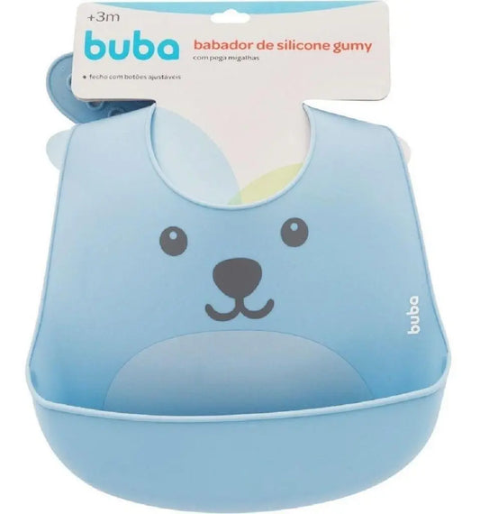 Babero De Silicona Oso Buba - Celeste