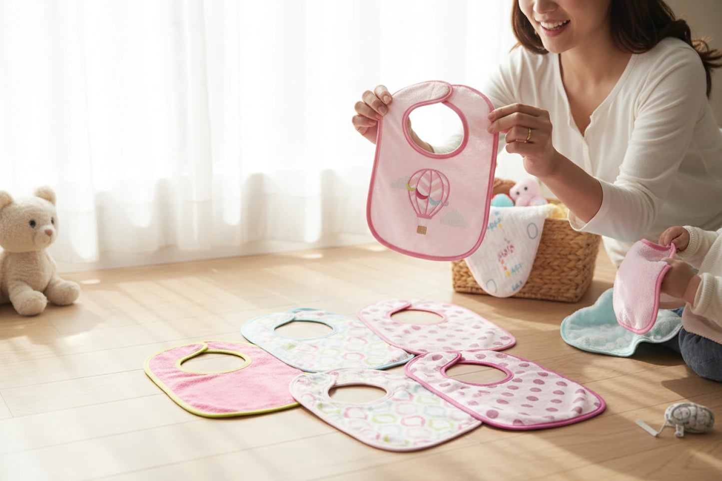Set 7 Baberos Impermeabes Con Velcro Lorelli - Nena