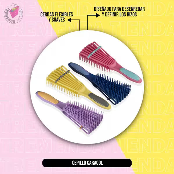 Cepillo para Cabello Rizado Desenredante Dompel Caracol Amarilo