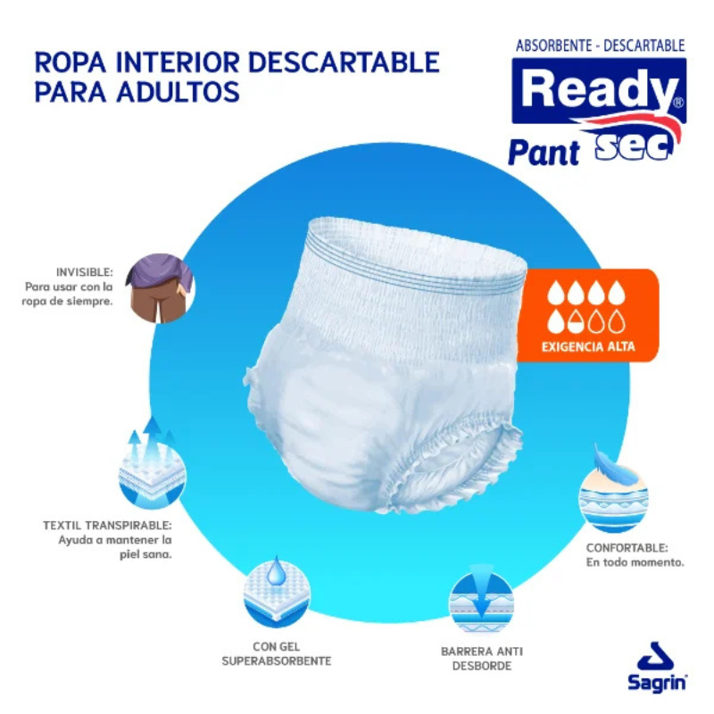 Pañales para Adultos Pants Adultos Readysec G/XG - 14 Unidades